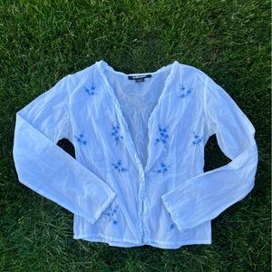 Dollhouse embroidered button up top